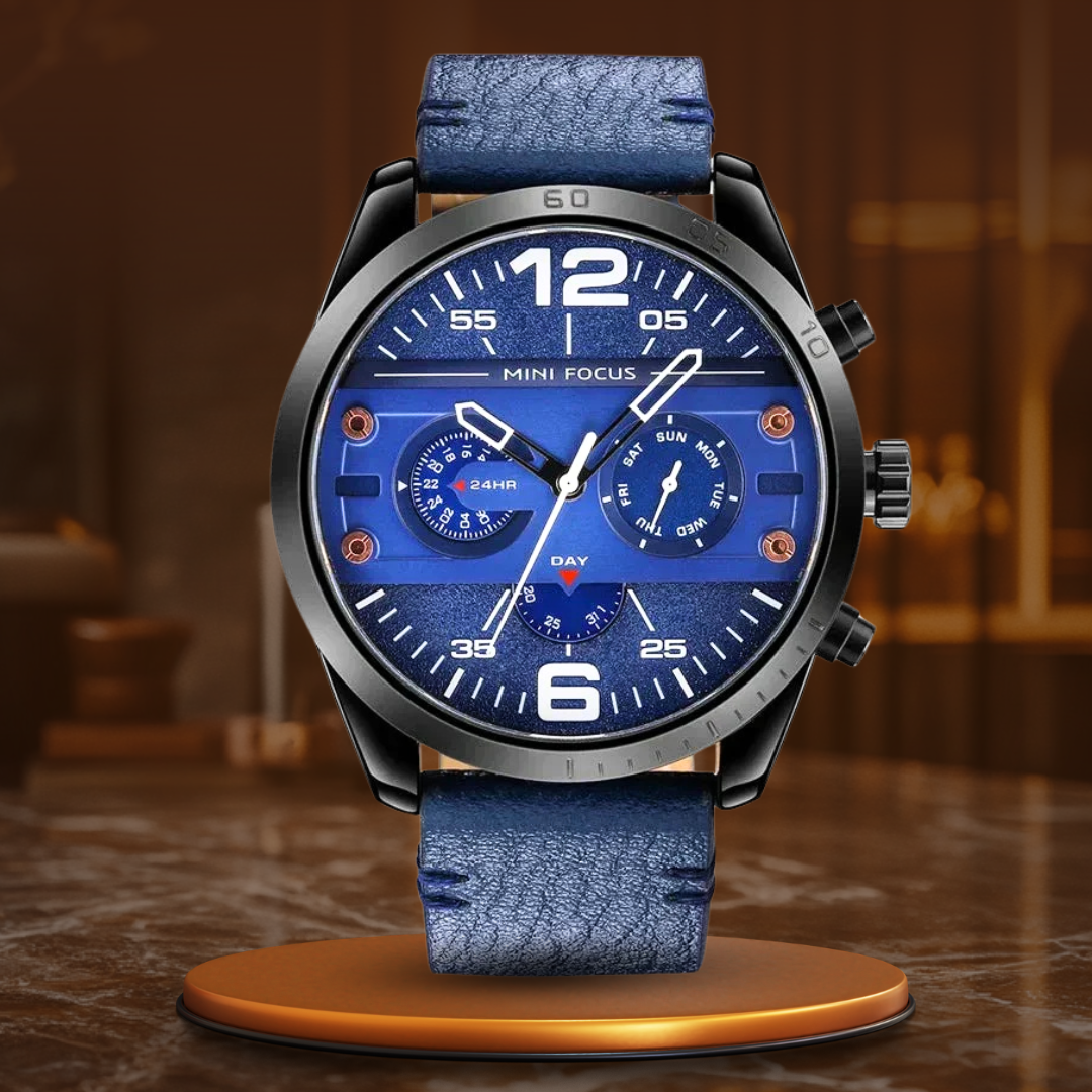 Luxury Leather Band Quartz Chronograph Sports Watch