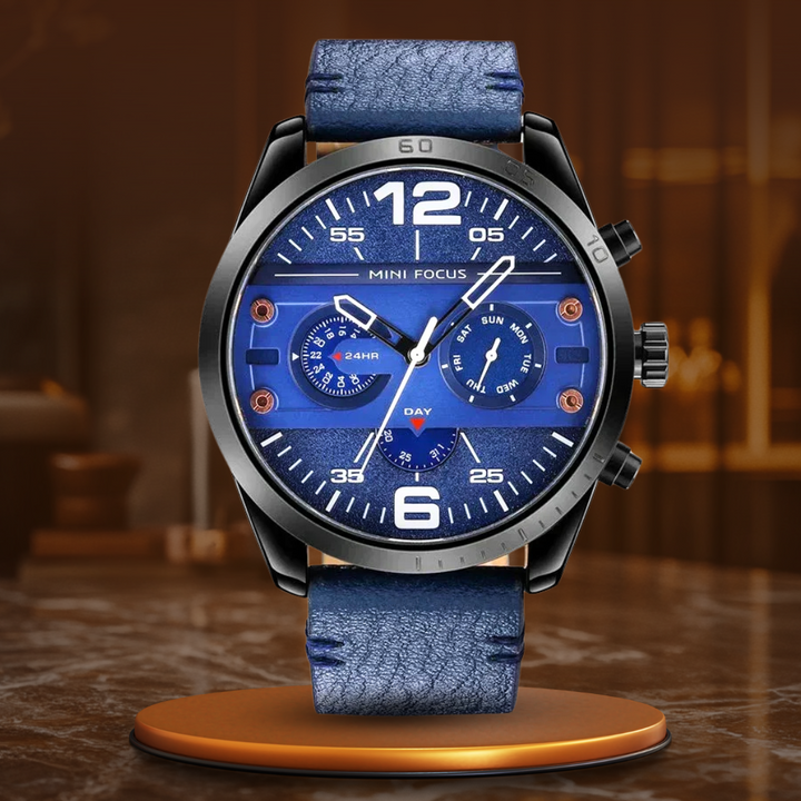 Luxury Leather Band Quartz Chronograph Sports Watch