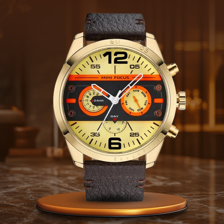Luxury Leather Band Quartz Chronograph Sports Watch